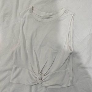 cropped white tank top with knot